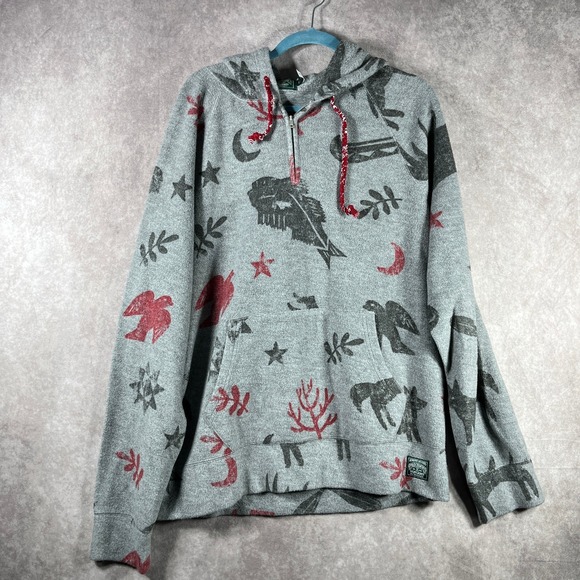 Polo Country Ralph Lauren Brushed Fleece Graphic Hoodie Sweatshirt Mens L Gray - Picture 1 of 11